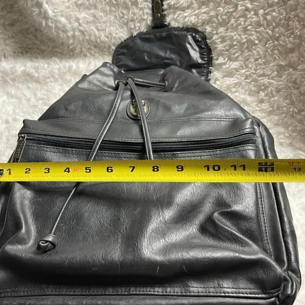 Tandem Cypress Woods Black stimulated leather backpack antique tone hardwares